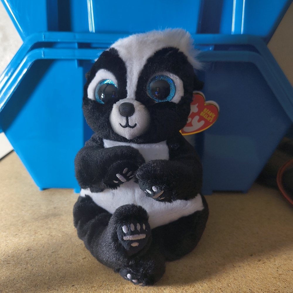 Ty Black and White Stuffed Animal with Blue Eyes